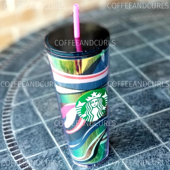 Starbucks Gold Ribbon Swirl Holigraphic Venti Cold Cup Tumbler Christmas… - Picture 4 of 11